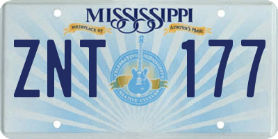 MS license plate ZNT177