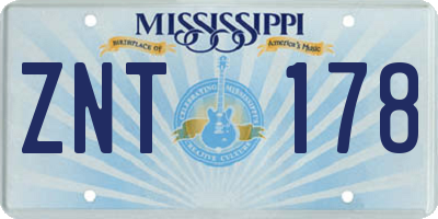 MS license plate ZNT178