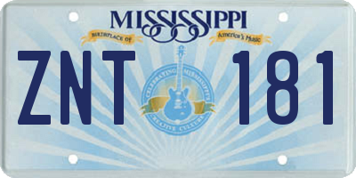 MS license plate ZNT181
