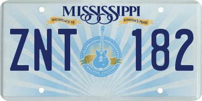MS license plate ZNT182