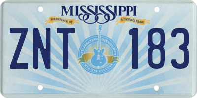 MS license plate ZNT183