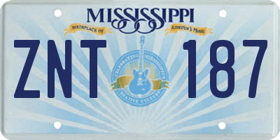 MS license plate ZNT187