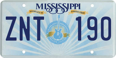 MS license plate ZNT190