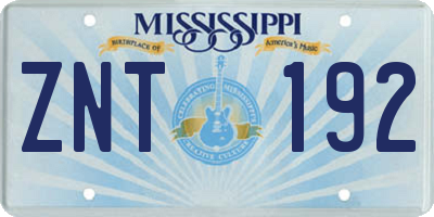 MS license plate ZNT192