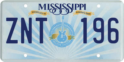 MS license plate ZNT196