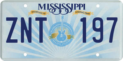 MS license plate ZNT197