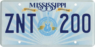 MS license plate ZNT200