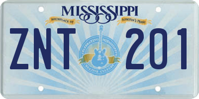 MS license plate ZNT201