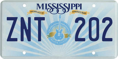 MS license plate ZNT202