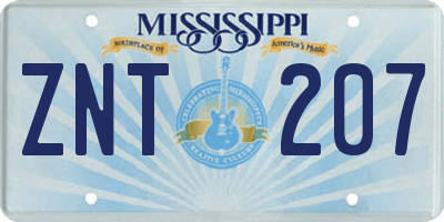 MS license plate ZNT207