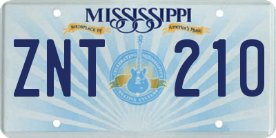 MS license plate ZNT210