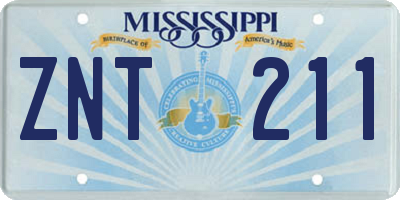 MS license plate ZNT211