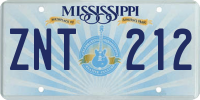 MS license plate ZNT212