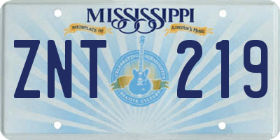 MS license plate ZNT219