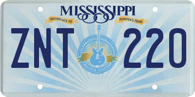 MS license plate ZNT220