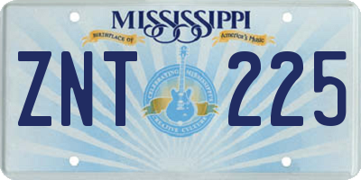 MS license plate ZNT225