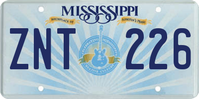 MS license plate ZNT226
