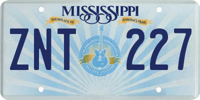 MS license plate ZNT227