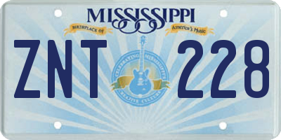 MS license plate ZNT228