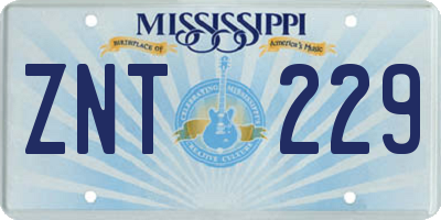 MS license plate ZNT229