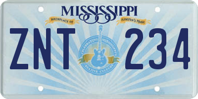 MS license plate ZNT234