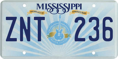 MS license plate ZNT236