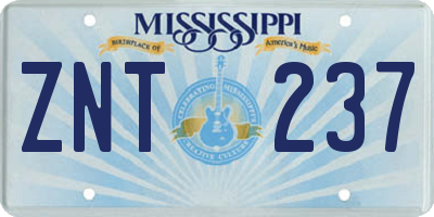 MS license plate ZNT237