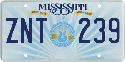 MS license plate ZNT239