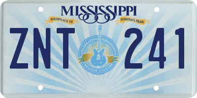 MS license plate ZNT241