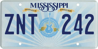 MS license plate ZNT242
