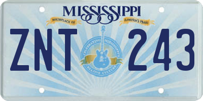 MS license plate ZNT243