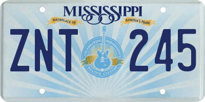 MS license plate ZNT245
