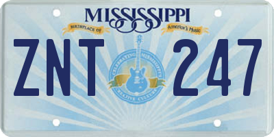 MS license plate ZNT247