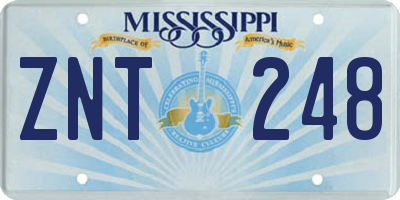 MS license plate ZNT248