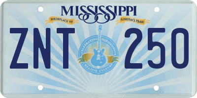 MS license plate ZNT250