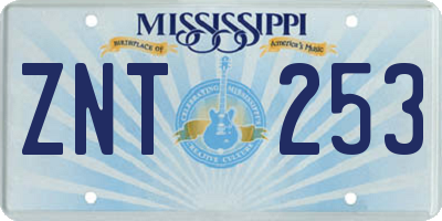 MS license plate ZNT253
