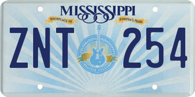 MS license plate ZNT254