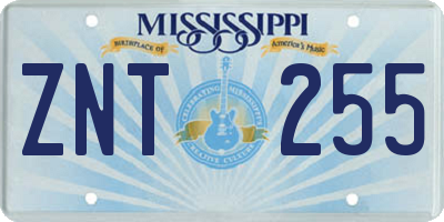 MS license plate ZNT255