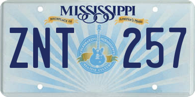 MS license plate ZNT257