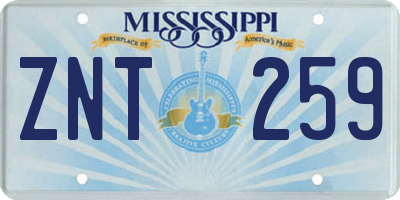 MS license plate ZNT259