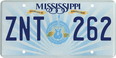 MS license plate ZNT262