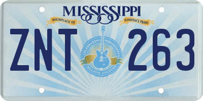 MS license plate ZNT263
