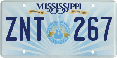 MS license plate ZNT267