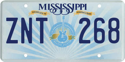 MS license plate ZNT268
