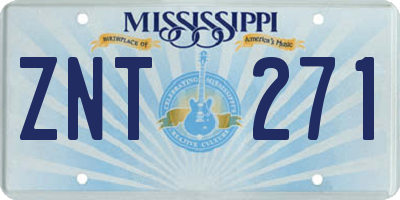 MS license plate ZNT271
