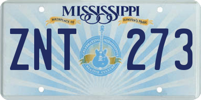 MS license plate ZNT273