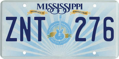 MS license plate ZNT276
