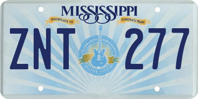 MS license plate ZNT277
