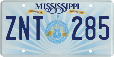 MS license plate ZNT285