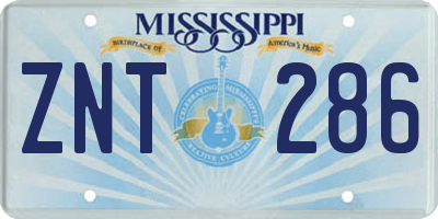 MS license plate ZNT286